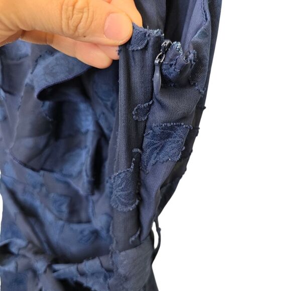 Grace Karin Womens S Dark Blue Floral Faux Wrap Ruffle Sleeveless High Low Dress - Picture 7 of 16